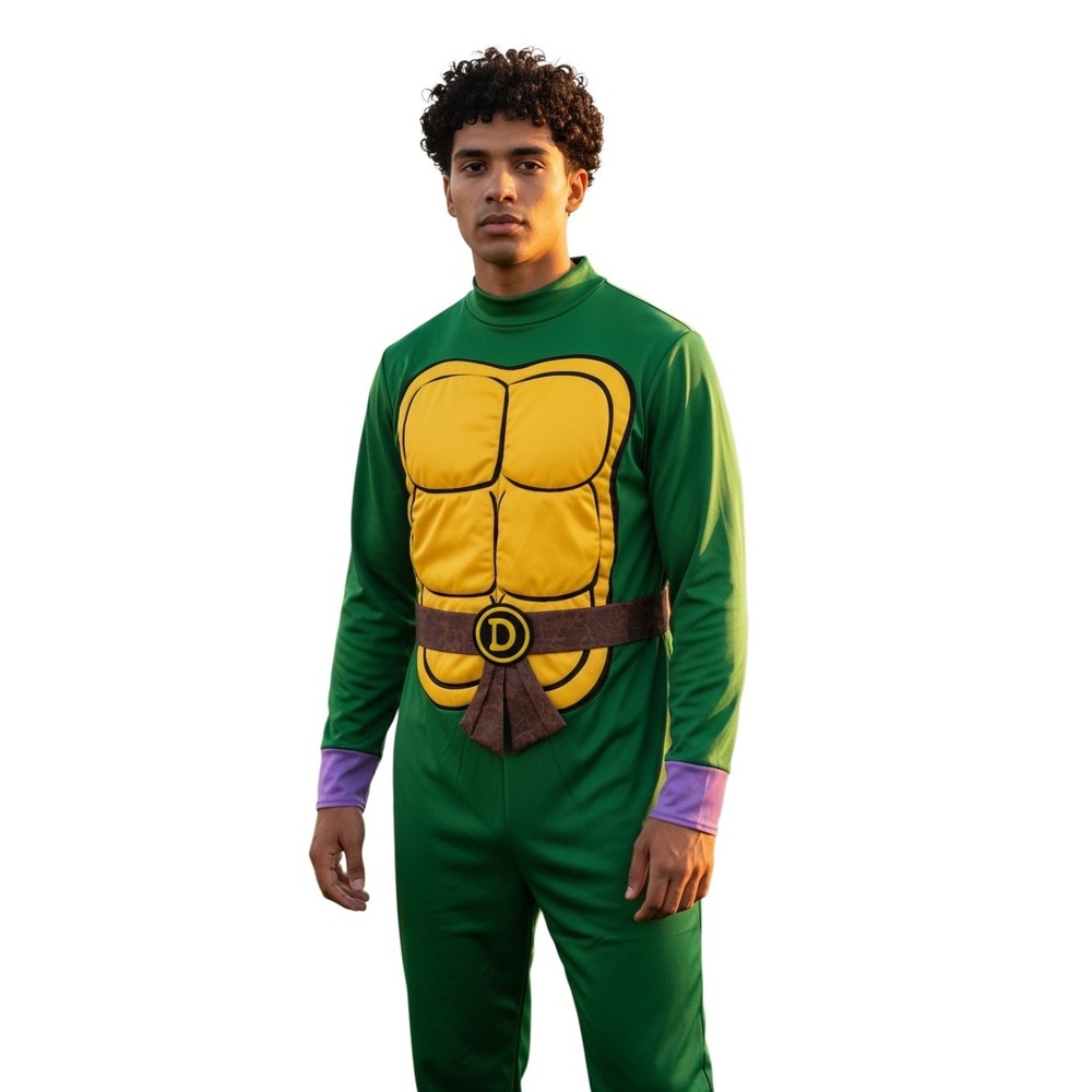 Spirit Halloween TMNT Donatello Costume Mens Small Medium Jumpsuit Mask Shell